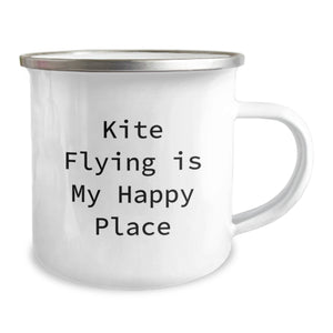 Kite Flying Gifts for Friends, Camping Mug for Graduation, 'Kite Flying Is My Happy Place' Quote, Gifts from Family, Unique Gifts for Men