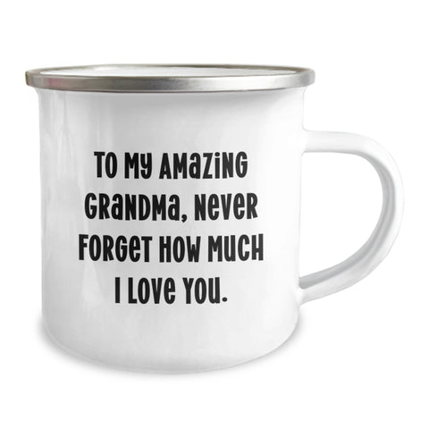 Image of Gifts from Family to Grandma, Funny Camping Mug for Grandma, Never Forget How Much I Love You - 12 oz Stainless Steel - Image 2