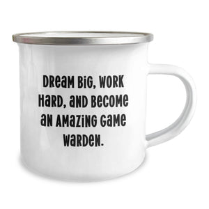 Game Warden Gifts for Men, Graduation Unique Gifts, Funny Inspirational Quote 'Dream Big, Work Hard' Camping Mug, Gifts from Family, Friends, Coworkers