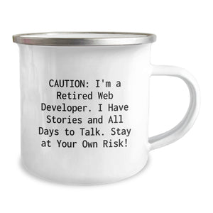 Funny Web Developer Gifts from Men to Friends - Caution Retired Web Developer Mug, Birthday Unique Gifts for Web Developers