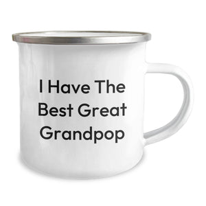 Funny Grandpop Gifts for Graduation - I Have The Best Great Grandpop Camping Mug, Gifts from Family to Grandpop, 12 oz Stainless Steel with Enamel Finish