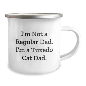 Tuxedo Cat Dad Gifts from Men Friends and Family - Funny Camping Mug for Christmas Unique Presents