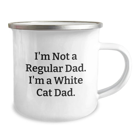 Image of Funny White Cat Dad Gifts for Men from Friends, Unique Camping Mug for Graduation - Image 2