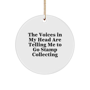 Funny Quote Circle Ornament for Stamp Collecting Enthusiasts Gifts from Friends for Men Women Family at Christmas - Image 1