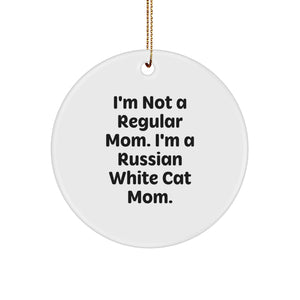 Russian White Cat Mom's Funny Christmas Circle Ornament Gifts from Mom to Russian White Cat Lover - Image 1