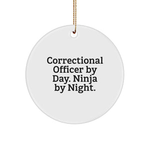 Funny Correctional Officer Gifts for Men Correctional Officer By Day. Ninja By Night. Christmas Unique Ornaments - Image 1