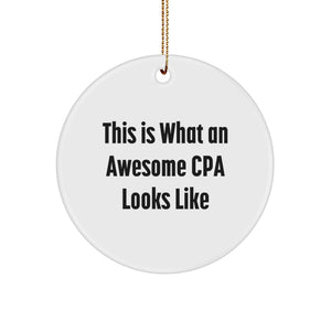 Funny CPA Gifts from Friends, Circle Ornament for Awesome CPAs, This Is What An Awesome Cpa Looks Like Christmas Unique Gifts - Image 1