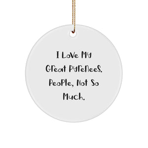 Funny Great Pyrenees Dog Gifts from - Circle Ornament for Friends, Family, or Coworkers on Christmas - Image 1