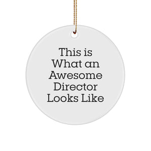 Funny Director Gifts - This Is What An Awesome Director Looks Like Circle Ornament, White, for Friends, Family, Men, or Women, Christmas Unique Presents - Image 1