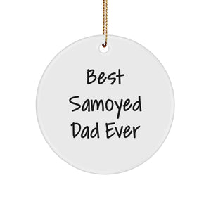 Samoyed Dog Gifts for Dad Funny Circle Ornament Christmas Unique - Image 1