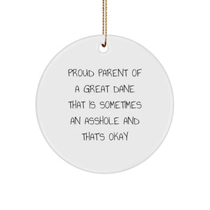 Funny Great Dane Dog Gifts for Men from Family - Circle Ornament - Image 1