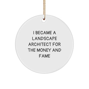 Landscape Architect Gifts for Him, Funny Quote Christmas Circle Ornament from Friends, Inspirational Decoration for Men, Women, Coworkers - Image 1