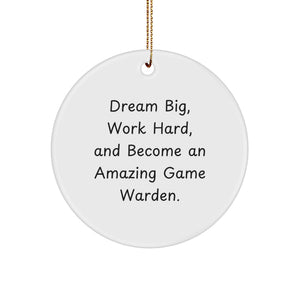 Funny Game Warden Gifts from Friends for Men Christmas Unique Circle Ornaments - Dream Big Work Hard, 'Dream Big Work Hard And Become An Amazing Game Warden' - Image 1