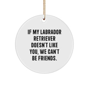 Labrador Retriever Dog Enthusiasts Funny Gifts from Friends for Christmas Unique Circle Ornaments - Image 1