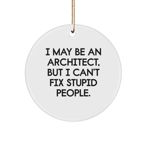 Architect Gifts from Friends - Funny Quote Circle Ornament for Christmas - Image 1