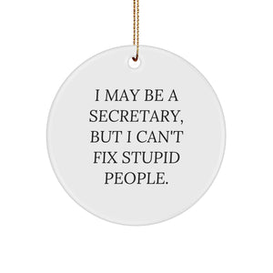 Funny Secretary Gifts from Women for Christmas: 'I May Be A Secretary, But...' Circle Ornament - Image 1