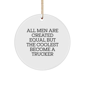 Funny Trucker Gifts for Men from Friends, Unique Circle Ornament for Christmas - Image 1