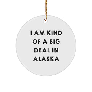 Funny Alaska Gifts from Friends for Alaska Lovers - I Am Kind of a Prime Selection Circle Ornament, White MDF, Perfect Christmas Unique Gifts for Women, Men, Family, Coworkers - Image 1