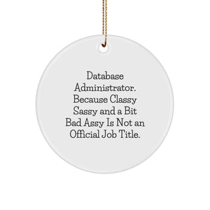 Funny Database Administrator Gifts from Friends, Circle Ornament - Christmas Unique Gifts for Men, Women, Coworkers, Family - A Bit Fearlessy Is Not An Official Job Title - Image 1