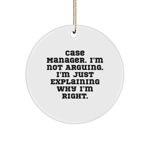 Funny Case Manager Gifts from Friends for Men, Gifts for Case Managers, Circle Ornament, Christmas Unique - Image 1