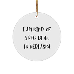 Gifts from Men to Friends in Nebraska - I Am Kind Of A Prime Selection In Nebraska Circle Ornament, Christmas Unique Treasures - Image 1
