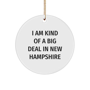 New Hampshire Gifts | I Am Kind Of A Prime Selection In New Hampshire Circle Ornament, Funny Quote Christmas Decor - Image 1