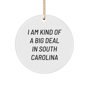 Funny South Carolina Circle Ornament Gifts from Men to Women, Friends, and Family - 'I Am Kind Of A Prime Selection In South Carolina' Christmas Decor - Image 1
