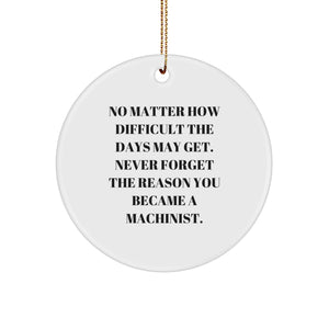 Machinist Gifts from Men to Machinists - Christmas Unique Gifts with Inspirational Quote - Circle Ornament for Machinists - Funny Machinist Quotes - Image 1