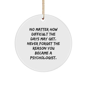 Funny Psychologist Gifts, Never Forget Why You Became a Psychologist Christmas Ornament, Durable Circle Ornament for Psychologist Friends and Family - Image 1