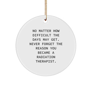 Radiation Therapist Gifts from Friends, Unique Christmas Unique Gifts for Men, Inspirational Circle Ornament with Never Forget the Reason You Became a Radiation Therapist Quote - Image 1