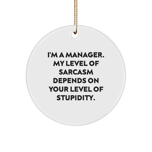 Funny Manager Gifts for Christmas - 'I'm A Manager' Circle Ornament from Friends to Family - Image 1