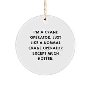 Funny Crane Operator Gifts from Friends and Family for Christmas - 'I'm A Crane Operator' Circle Ornament - Image 1
