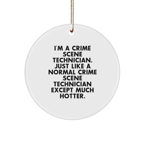 Funny Crime Scene Technician Gifts for Men Women Friends from Coworkers Family - Christmas Unique Circle Ornament - Image 1