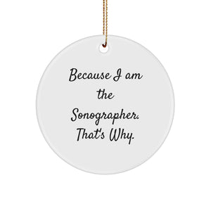 Sonographer Gifts for Christmas - Because I Am The Sonographer. That's Why. - Circle Ornament from Friends and Family - Image 1