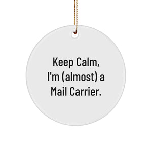 Funny Mail Carrier Gifts for Men, Women, Friends, Coworkers, Family - Keep Calm I'm (almost) A Mail Carrier Christmas Unique Gifts from Friends - Image 1