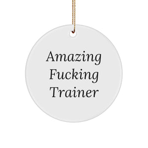 Trainer Gifts from Men, Amazing Funny Circle Ornament for Trainer, White Circle Shaped Christmas Unique Gifts - Image 1