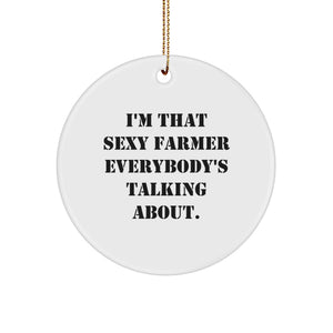 Funny Sexy Farmer Christmas Circle Ornament Gifts from Friends for Farmer - Image 1