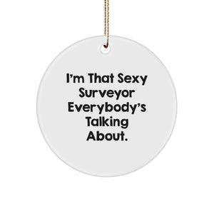 Sexy Surveyor Circle Ornament, Funny Quote Gifts from Family to Surveyor, Christmas Unique Gifts for Men - Image 1