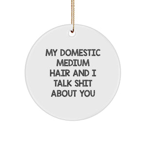Funny Domestic Medium Hair Gifts from Friends, Circle Ornament for Domestic Medium Hair, Myths and Legends Quote, Unique Christmas Unique Gifts for Her, Him, Family, Friends - Image 1