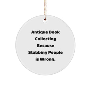 Funny Antique Book Collecting Circle Ornament Gifts for Friends, Christmas Unique Presents from Men, Women, or Family - Image 1