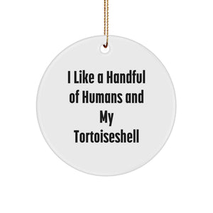 Tortoiseshell Cat Lover Gifts, Funny Cat Decorations for Christmas, Circle Ornament with Gold Cord, Gift from Friends and Family - Image 1