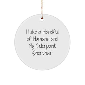 Funny Colorpoint Shorthair Cat Gifts from Friends for Christmas Unique Circle Ornament I Like A Handful Of Humans And My Colorpoint Shorthair - Image 1