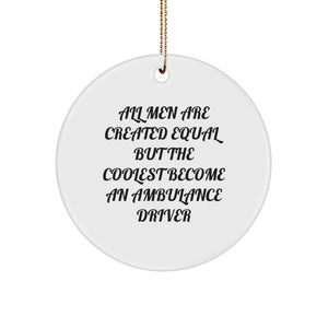 Funny Ambulance Driver Christmas Unique Gifts for Ambulance Drivers Men from Friends, Ambulance Driver Circle Ornaments, Unique Christmas Unique Gifts - Image 1