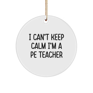 Funny PE Teacher Gifts from Friends and Family, Cute Circle Ornament for PE Teacher Christmas Unique Presents - Image 1
