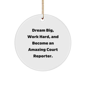Court Reporter Gifts from Friends Inspirational Quotes Circle Ornament for Christmas Unique - Image 1