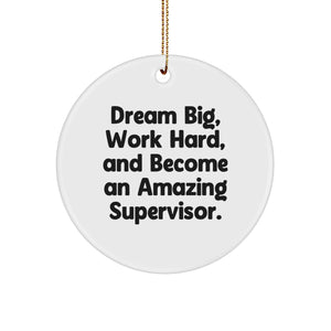 Gifts from Family for Amazing Supervisors, Dream Big Inspirational Quote Circle Ornament, Funny Christmas Unique Gifts - Image 1