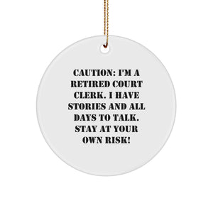 Court Clerk Christmas Unique Gifts from Family, Unique Circle Ornament for Court Clerk, Funny Quote - Image 1