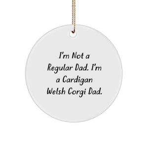 Funny Cardigan Welsh Corgi Dog Christmas Unique Gifts from Dad for Family Members Circle Ornament - Image 1