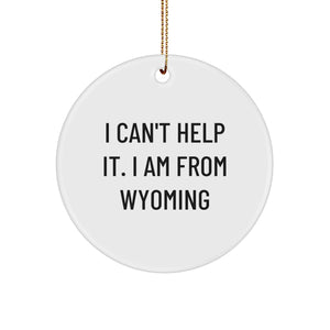 Wyoming Circle Ornament Gifts from Friends and Family - I Can't Help It. I Am From Wyoming Christmas Decor - Image 1