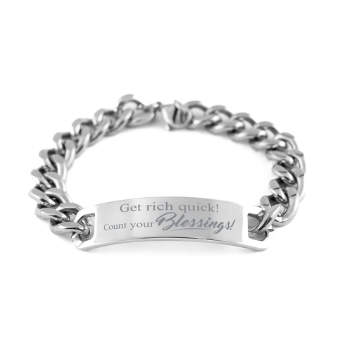 Image of Motivational Christian Stainless Steel Bracelet, Get rich quick! Count your blessings!, Inspirational Christmas , Family, Anniversary  Gifts For Christian Men, Women, Girls & Boys – front view